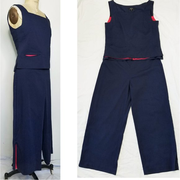 BCBG MaxAzria Womens 2-Piece Top & Pants Suit Set Navy Pink - Picture 10 of 14
